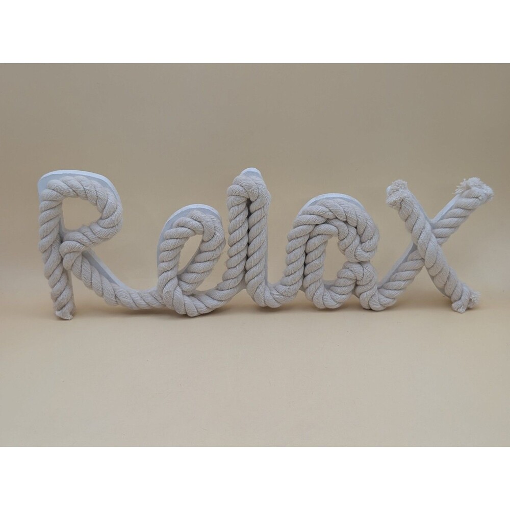 Relax 13" Nautical Rope Hanging Wood Sign Beach Home Decor